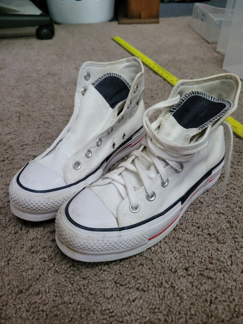 Converse Chuck Taylor AS Platform Retro Denim Shoe A03961C Size 6.5 White